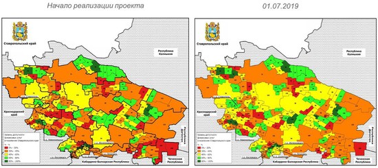 Тепловая карта финансовой доступности в Ставропольском крае.